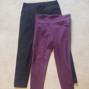 TWO pair - Women's High Waisted Cropped Leggings